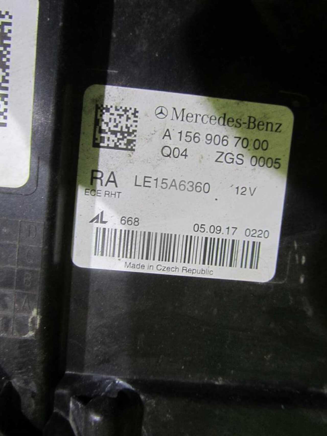 Фара правая MERCEDES-BENZ GLA X156 (2017-2020) A1569067600 0000001097603